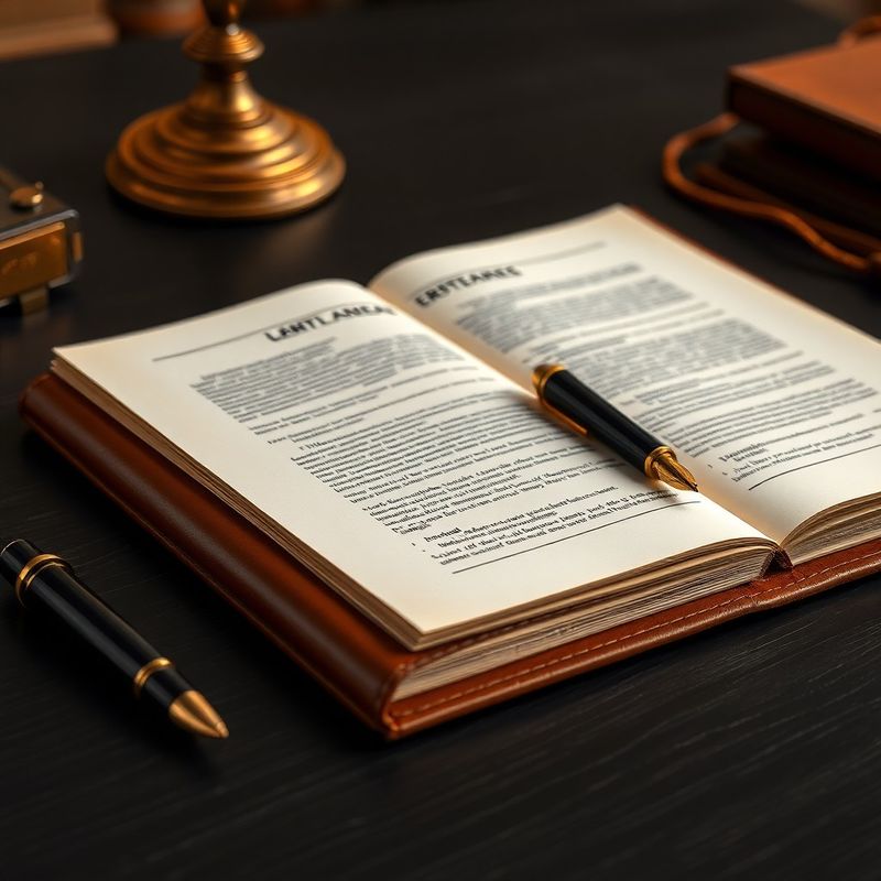 Document legal deschis cu stilou aurit pe birou de mahon